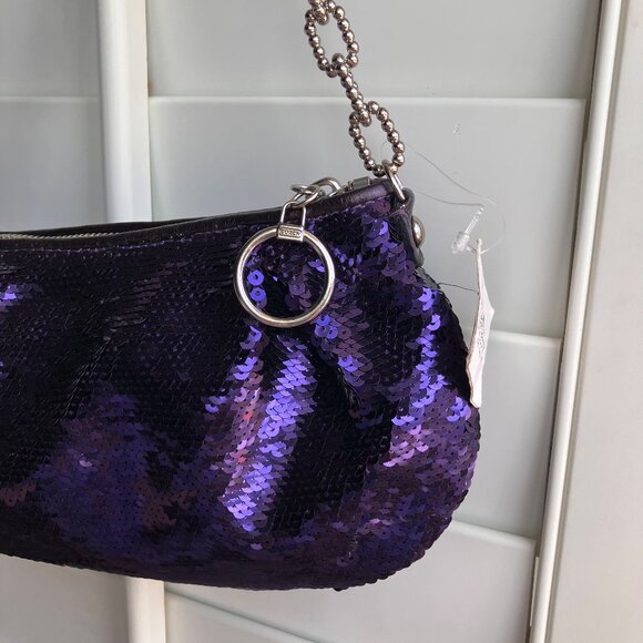 Indigo Coach Poppy Sequin Chain Limited Edition Demi Bag NWT - Picture 4 of 8